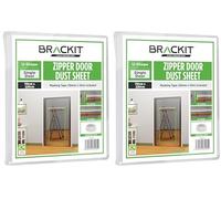brackit U Shape Zipper Door dust Sheet with pre-Assembled 4m Zipper. 100cm x 220cm (1m x 2.2m) with Masking Tape 36mm x 10m (Pack of 2)