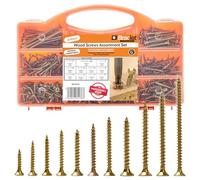 Brackit Wood Screws 820Pc Assortment - Zinc-Plated Extra Strong Countersunk Pozi Drive Head Wood Screw Set - For Floorboard,Wood Fences, Large Screw Set