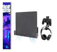 BracNova Wall Mount for PS4 Slim,Steel Mount Includes Detachable Controller Holder and Headphone Stand -Safely Store Your PlayStation 4 Slim Console Near or Behind Your TV