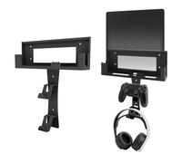 BracNova Wall Mount for PS4 Slim,Steel Mount Includes Detachable Controller Holder and Headphone Stand -Safely Store Your PlayStation 4 Slim Console Near or Behind Your TV