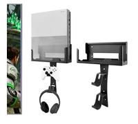 BracNova Wall Mount for Xbox One S -Steel Wall Mount Shelf Stand with Detachable Controller Holder and Headphone Hook（NOT for Xbox Series S）