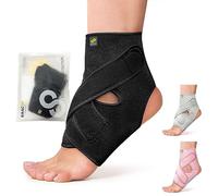 BRACOO Adjustable Ankle Support - Open-Heel Compression Foot Brace with Straps for Achilles Tendonitis, Ligament Damage, Sprains & Plantar Fasciitis, FS10 (Black, L/XL)