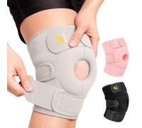 BRACOO Adjustable Compression Knee Support with Patellar Pad for Men & Women - Knee Brace Sleeve for Arthritis, Runner's Knee, Running, Gym, Football, KS10 (Grey)