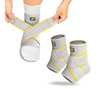 BRACOO Ankle Support for Men & Women (2 Pack) - Adjustable Foot Compression Brace for Plantar Fasciitis, Achilles Tendinitis, Ligament Damage, Sprains & Swelling, FS60 (Grey, S/M)