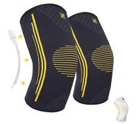 BRACOO Knee Support Compression Sleeve - Lightweight & Breathable Knee Brace with Stabilisers - Running, Cycling, Gym, Arthritis, Ligament Pain, for Men & Women, KE92 (Black Pair, XL)