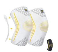BRACOO Knee Support Compression Sleeve - Lightweight & Breathable Knee Brace with Stabilisers - Running, Cycling, Gym, Arthritis, Ligament Pain, for Men & Women, KE92 (Grey Pair, S)