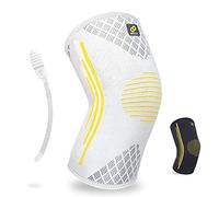 BRACOO Knee Support Compression Sleeve - Lightweight & Breathable Knee Brace with Stabilisers - Running, Cycling, Gym, Arthritis, Ligament Pain, for Men & Women, KE92 (Grey, M)