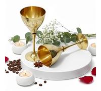 BRACOP Brass Mug Moscow Set 2 Drinking Glasses Cocktail Mugs Drink, Party, Gift Camping Flutes Cups Brass Goblet Handcrafted Embossed Wedding Return Gifts