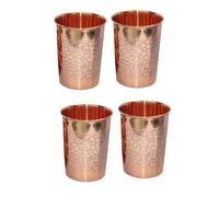 BRACOP® Copper Glass Drinking Flask Water Carafe Glassware Set Ayurveda Engraved Glass Pure Copper Mug Moscow Mule Drinking Flask Water Pitcher Juice Cocktail Tumbler