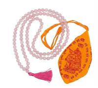 BRACOP Crystal Mala (108 Beads) with Radha Krishna Printed Japa Bag Round Beads Handcrafted Natural Gemstone Mala Prayer Bead Mala