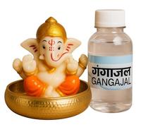 BRACOP® Ganesha with Bowl Gangajal Handcrafted Sculpture Ganesh Idol For Car Deshboard Home Office Temple Decor Indian Elephant Figurine God Religious Table Decoration Ganesh Chaturthi Gift