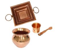 BRACOP® Havan Kund Copper Pyramid Pooja Kit Indian Handicrafts Punch Patra Religious Items Diwali Pooja, Hawan, Home Temple Decoration Agnihotra Set Copper Pot Pooja Item Hindu Spritual Gifts