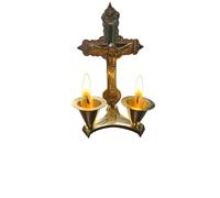 BRACOP® Jesus Cross Statue Crucifix Candle Holder Religious Home Décor Elegant Dual Candle Christian Devotional Brass Crucifix Handcrafted Figurine Cross Meditation Catholic Communion Gifts
