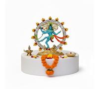 BRACOP Nataraja Idol Shiva Statue Car Dashboard Temple Décor Indian Goddess Shiva Dancing Decorative Metal Shiv Ji Murti Traditional Natraj Décor Antique Finish Murti Fesitval Return Gifts