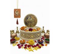 BRACOP Radha Krishna Decorative Idol For Cars With Wooden Car Hanging For Office Desk Table Decorations Gift For Faith, Pooja Room & Car, Home Temple Decor Festival Gift.