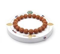 BRACOP Rudraksha Beads Bracelet Pooja Room Decor Shiva Beads Goddess Ornaments Mantra Prayer Beads Handcrafted Indian Puja Set Buddhist Mala Holy Chain Necklace Temple Decoration Men & Women Gifts