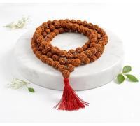 BRACOP Rudraksha Mala Hindu Puja Items Japa Mala Goddess Ornaments Hindu Prayer Beads Handcrafted Shiva Beads Indian Puja Set Buddhist Mala Necklace Temple Decoration Return Gifts