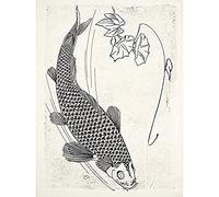 Bracquemond Fish Japanese Style Etching Art Print Canvas Premium Wall Decor Poster Mural