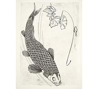Bracquemond Fish Japanese Style Etching Premium Wall Art Canvas Print 18X24 Inch