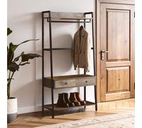 Premier Housewares Interiros By Premier Versatile Dark Oak Storage Unit, Sturdy And Durable Spacious Storage Unit, Easily Maintained Tall Cupboard
