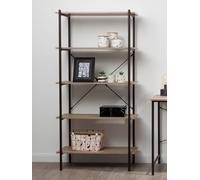 Bradbury Grey Oak Veneer 5 Tier Shelf Unit with Metal Frame