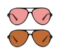 BRADDELL FL-41 Rose & FL-60 Brown Aviator Glasses for Migraine Light Sensitivity, Photophobia, Fluorescent LED Lighting and Computer Screen Glare, Black, M