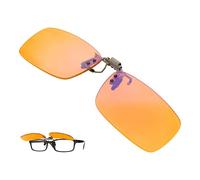 BRADDELL OPTICS Blue Blocking Anti-UV Flip-up Clip-on Amber Orange Driving Glasses for Car Headlight Glare, Fluorescent LED Light Sensitivity (standard) Fits over Prescription Glasses