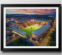 Bradford City FC Gifts, Valley Parade Stadium Framed Print, Poster, Wall Art, Football Club Memorabilia. University of Bradford Stadium. (Black Frame, 53cm x 43cm)