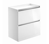 Bradfords Cerne 2 Drawer Floor Standing Vanity Unit (No top) 800mm White Gloss