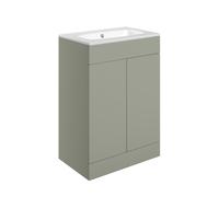 Bradfords Fontmell Floor Standing 2 Door Basin Unit & Basin 615mm - Matt Olive Green
