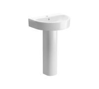 Bradfords Frome 1TH Basin & Full Pedestal 430 x 555 x 835mm White