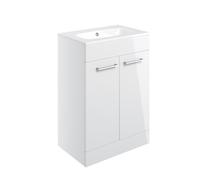 Bradfords Helston Floor Standing Basin Unit (Basin Included) 610mm - White Gloss
