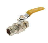 Bradfords Lever Ballvalves CxC Gas 22mm Yellow