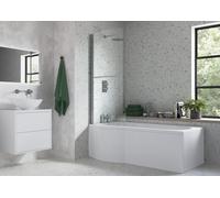 Bradfords P Shape Bath Screen 1500 x 760mm Clear/Polished Silver