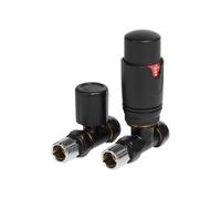 Bradfords Round Thermostatic Radiator Valves - Straight - Matt Black - Pair