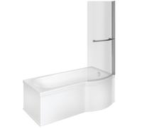 Bradfords Shaldon Supercast P Shape RH Shower Bath Pack 1700x850mm White