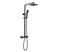 Bradfords Square Thermostatic Bar Mixer with Riser Kit - Matt Black