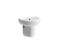 Bradfords Totnes 1TH Basin & Semi Pedestal H435 x W450 x D400mm White