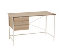 bradken natural oak wooden computer desk with white metal frame