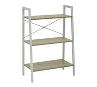bradken natural wooden 3 tier shelving unit with white frame