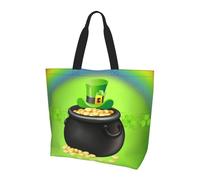bradkke Green Shamrock Reusable Shopping Bag, St. Patrick's Day Decorative Tote Bag Large Capacity