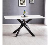 Bradley Dining Table - 160cm - 6 Seater - Spider Leg - White and Black - Ceramic and Metal