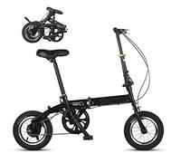 BradOc Adult adolescents folding bike in 12 inch rapid filling system Light frame singlespeed double disc brakes folding bike, for height 110-160cm,Black