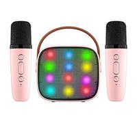 BRADOC Mini Karaoke with 2 Microphones for Kids Adults, 18 Pre-Loaded Songs, Portable Bluetooth