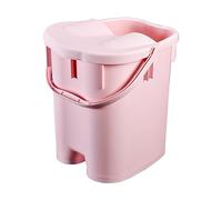 BradOc with Cover Massage Foot Bath,Plastic Foot Bucket,Barrel 20L Foot Basin Soaking Detox Rolling Foot Spa Foot Tub Perfect to Soften Your Feet Spa,Pink