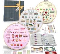 Bradove Beginner Embroidery Kit for Adults Kids, Learn to Embroider 37 Stitches and 13 Cute Patterns, Bead Embroidery Kits