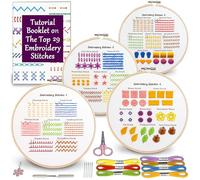 Bradove Classic Stitch Practice Embroidery Kit for Beginners Adults Kids, Hand Embroidery kit with Video Tutorial and Instruction Booklet, Slow Stitching Kits