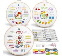 Bradove Embroidery Kits for Adults Beginners Kids, Stitching Kit with Embroidery Patterns, Beginners Embroidery Kit with Video Tutorial and Instruction Booklet