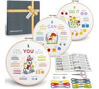 Bradove Embroidery Kits for Adults Beginners Kids, Stitching Kit with Embroidery Patterns, Beginners Embroidery Kit with Video Tutorial and Instruction Booklet