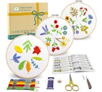 Bradove Leaves and Flowers Embroidery Kit for Beginners with Patterns